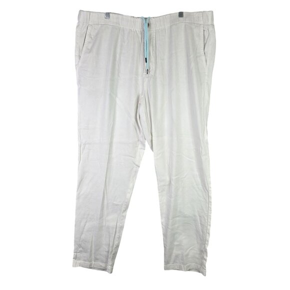 Mens Tommy Bahama White Linen Blend Pants Relaxed Fit Drawstring Size XXXL - Picture 1 of 9